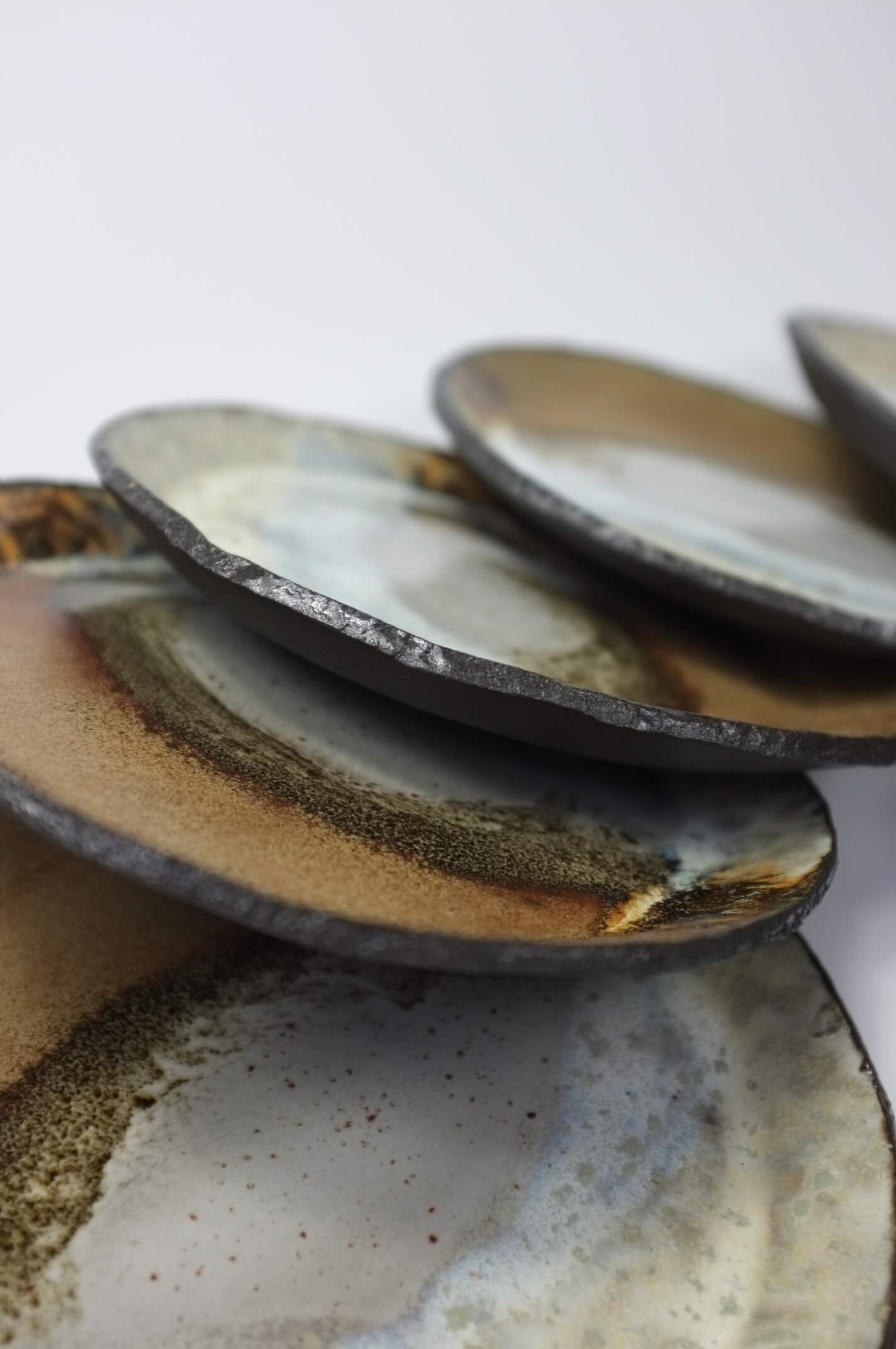 Large Brown Sea black clay plate