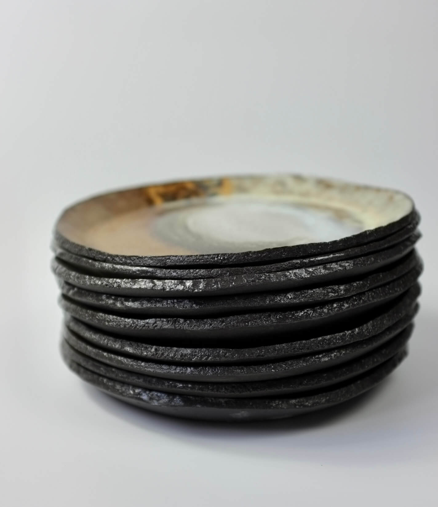 Large Brown Sea black clay plate